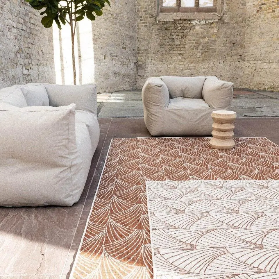 Interieur05 Buitenkleed Deco roest/wit - 230 x 160 cm