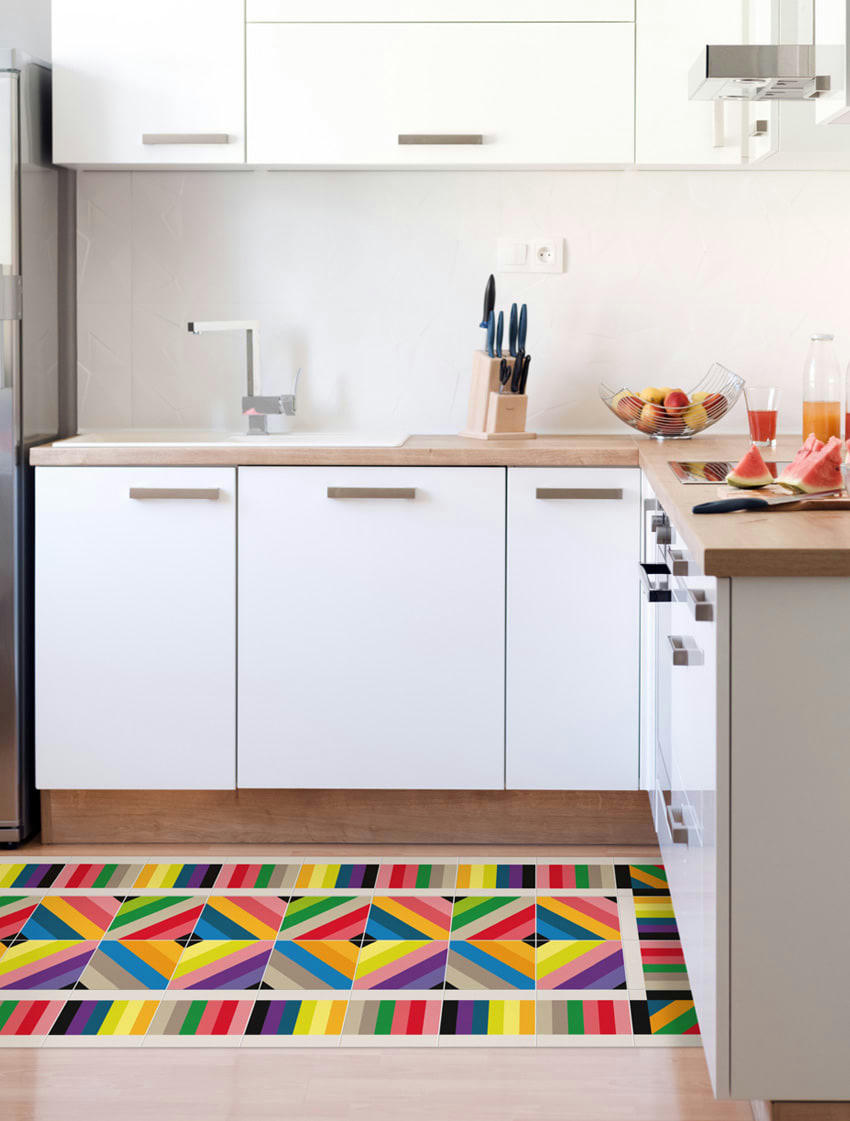 CONTEMPORAIN - Tapis en vinyle Tamarit multicouleur 80x200