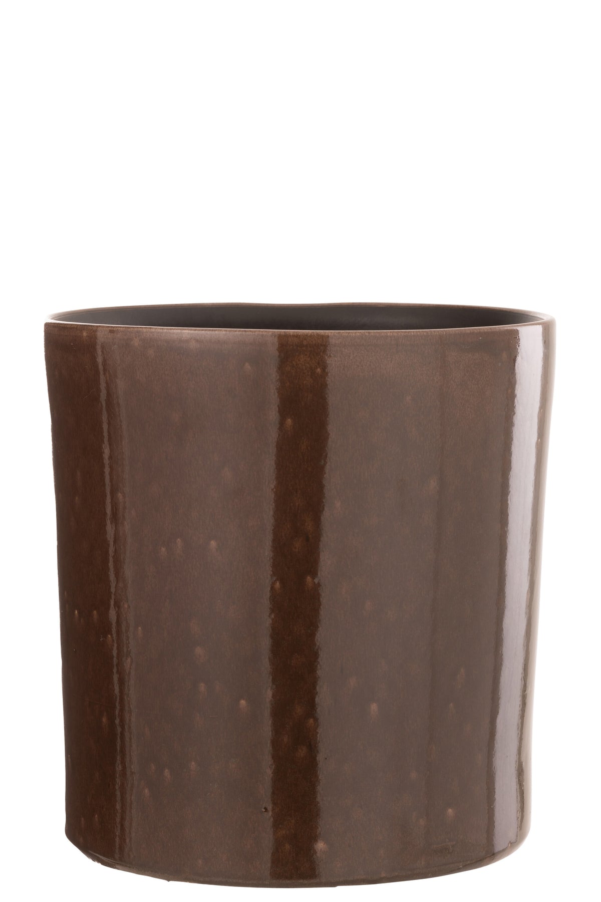 J-Line bloempot Flek - keramiek - bruin - large - Ø 24 cm