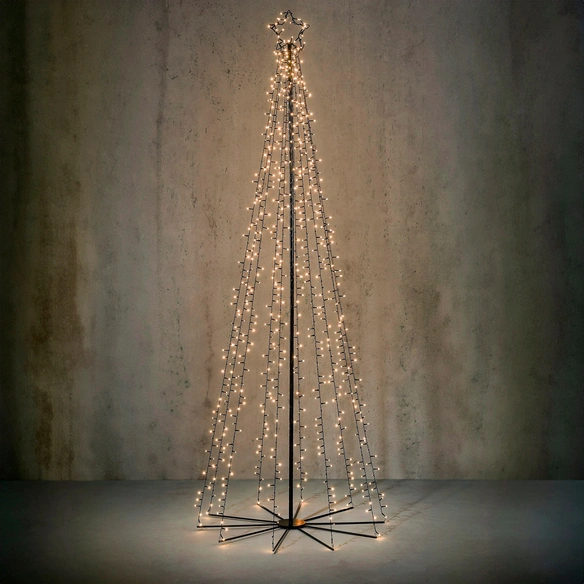 LED-Baum, 75 x 185 cm (ØxH), 560 warmweiße LEDs, 8 Funktionen, Timer, Dimmer & Fernbedienung