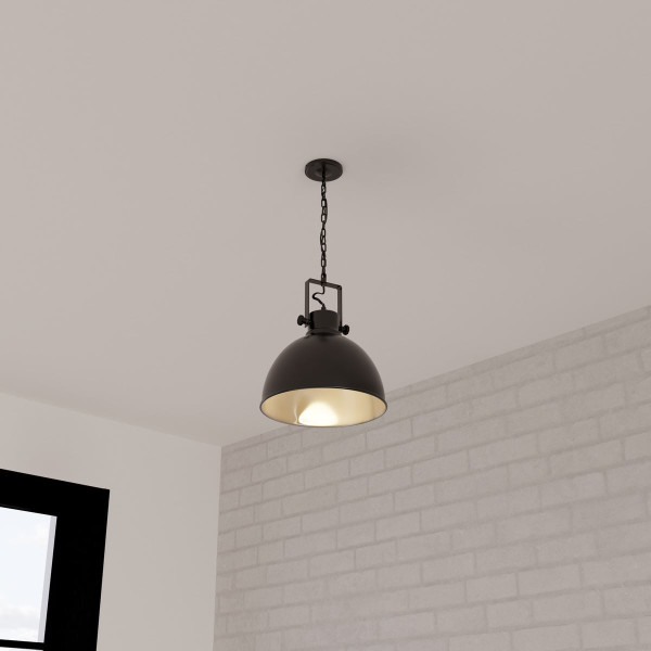 LAMPA WISZĄCA Basalt czarna METALOWA styl retro/industrialny
