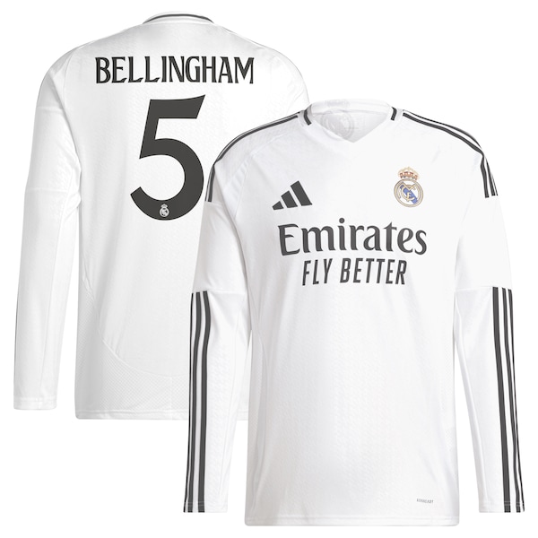 Jude Bellingham Los Merengues adidas 2024/25 Home Replica Long Sleeve Player Jersey - White