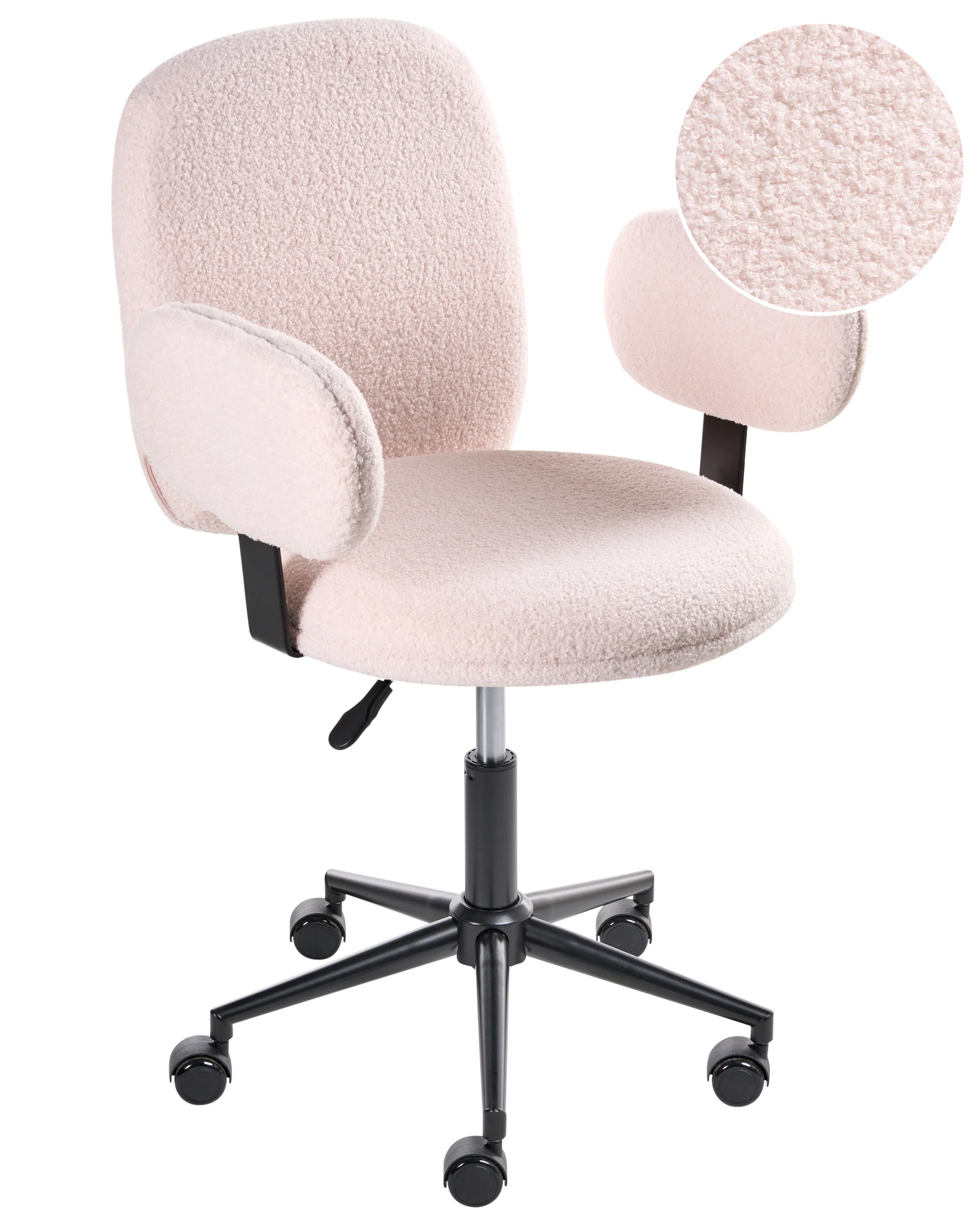 Desk Chair MORAGA Boucle Pastel Pink