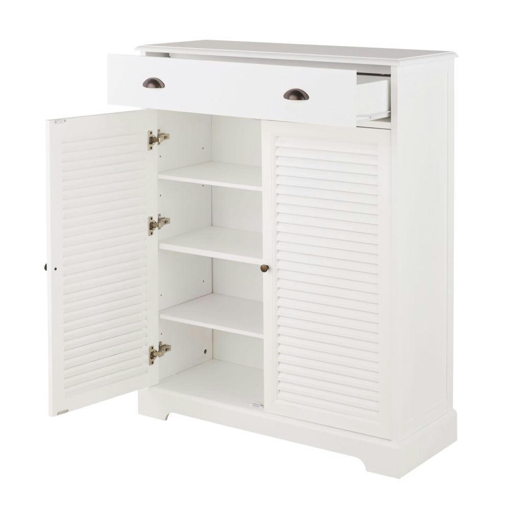 Barbade - Meuble à chaussures 2 portes 1 tiroir blanc