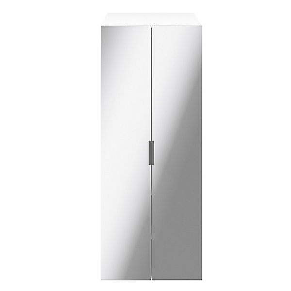 Armoire penderie blanche portes battantes miroir GoodHome Atomia H. 187,5 x L. 75 x P. 60 cm