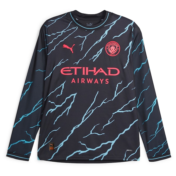 Erling Haaland Manchester City Puma 2023/24 Third Long Sleeve Replica Player Jersey - Navy