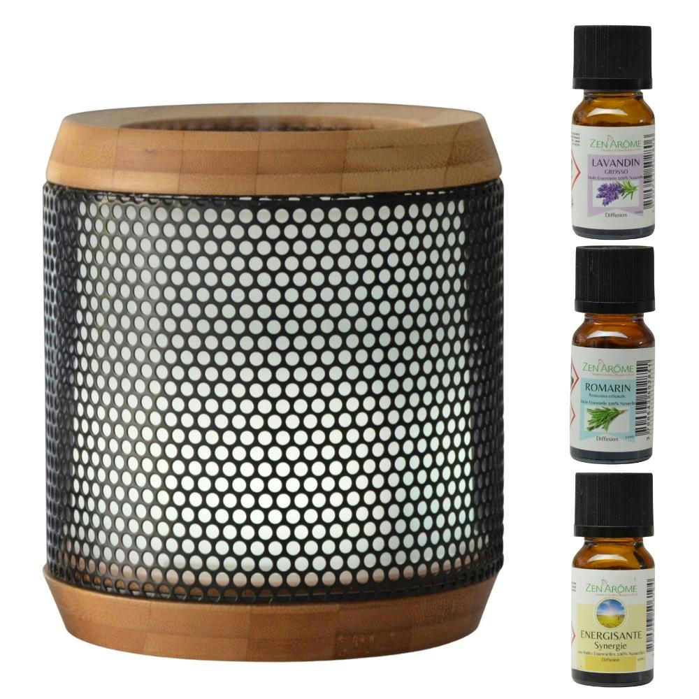 ELIPSIA - Diffuseur d'Arôme Métal et Bambou et 3 Huiles Spéciales Sport - H14