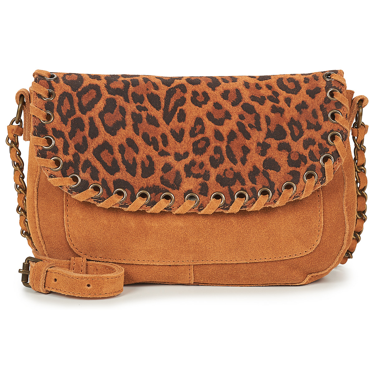 Pieces - PCBINIA SUEDE CROSS BODY - Leopard / Camel