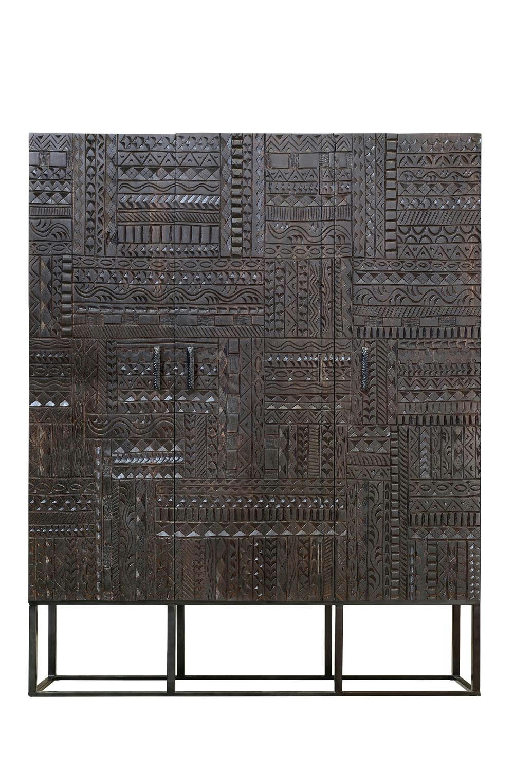 JEROGLIFICO - Vitrine en manguier et métal noyer foncé