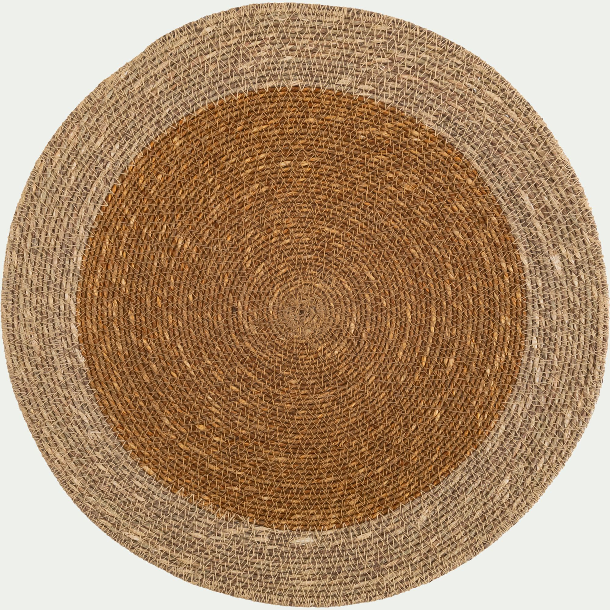 LAMIS - Lot de 2 sets de table ronds en jonc de mer 38cm - brun