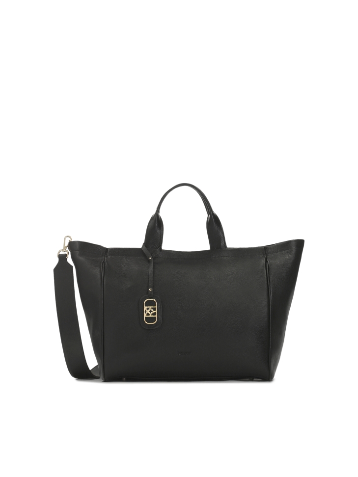 Black large soft leather handbag