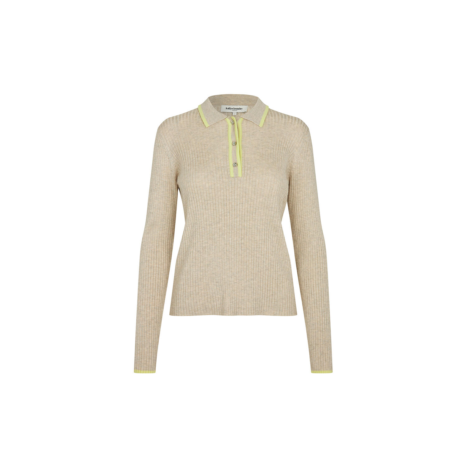 JulioLL Knit Polo LS, beige
