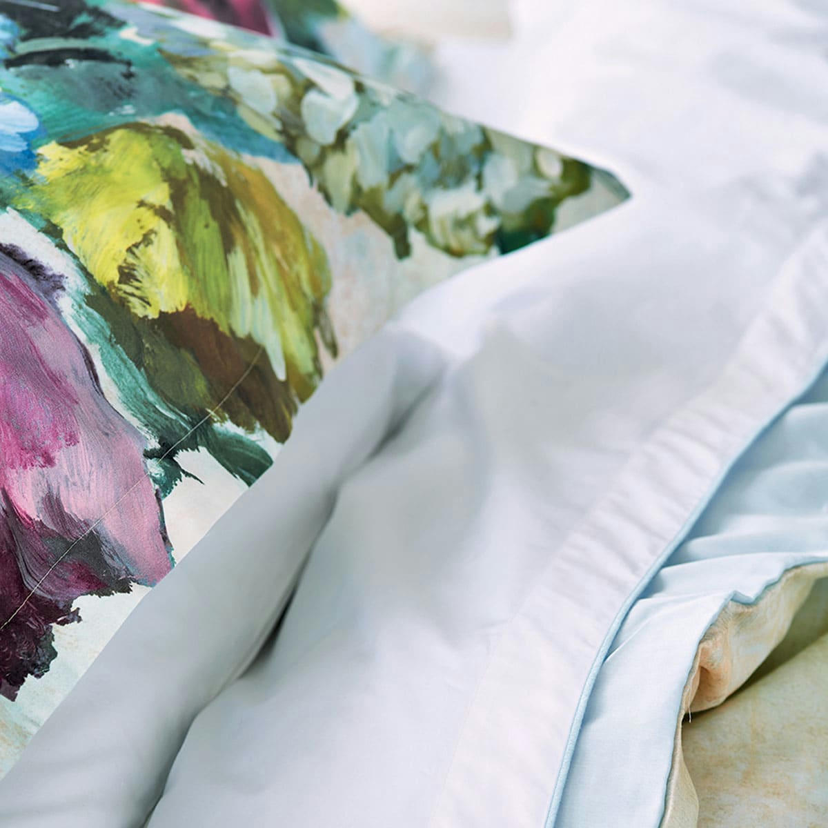 VIOLA - Housse de couette imprimée en satin de coton violet 140x200