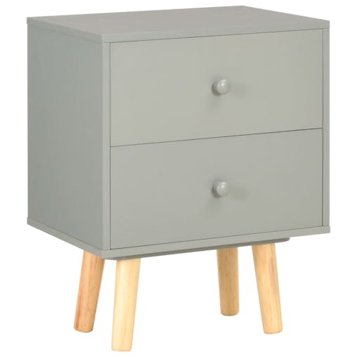 NNEVL Bedside Cabinets 2 pcs Grey 40x30x50 cm Solid Pinewood