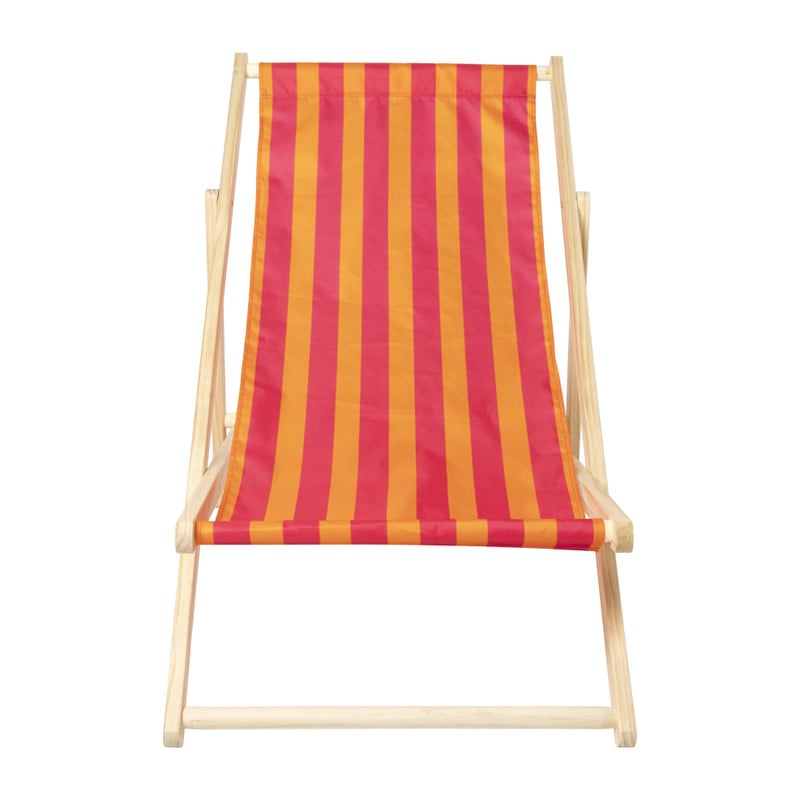 Strandstoel streep - oranje/roze - 92x82x58 cm
