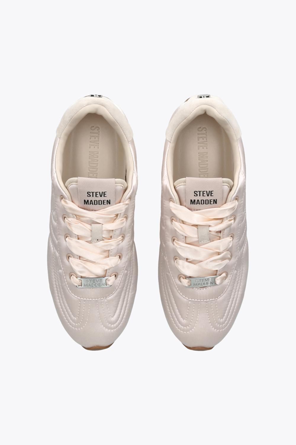 STEVE MADDEN Abbi White Satin' Satin Trainers