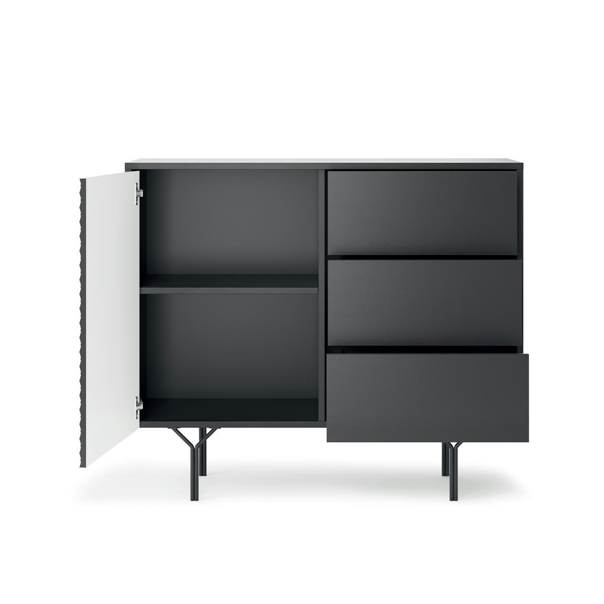 - Buffet 1 porte 3 tiroirs iron noir