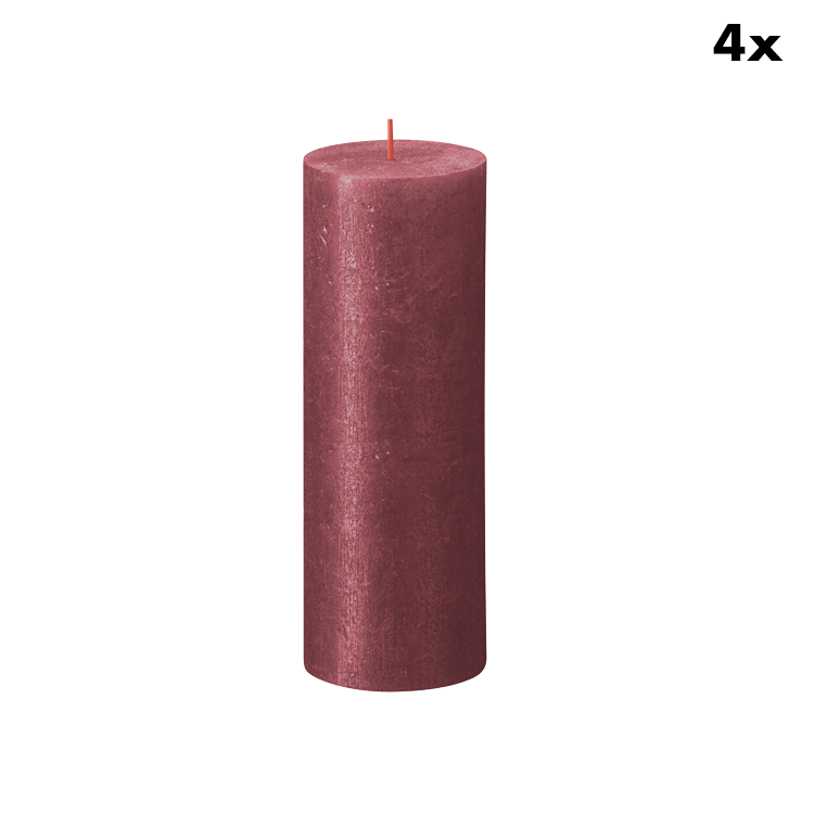 Bolsius rustieke kaarsen Shimmer - rood - 19cm