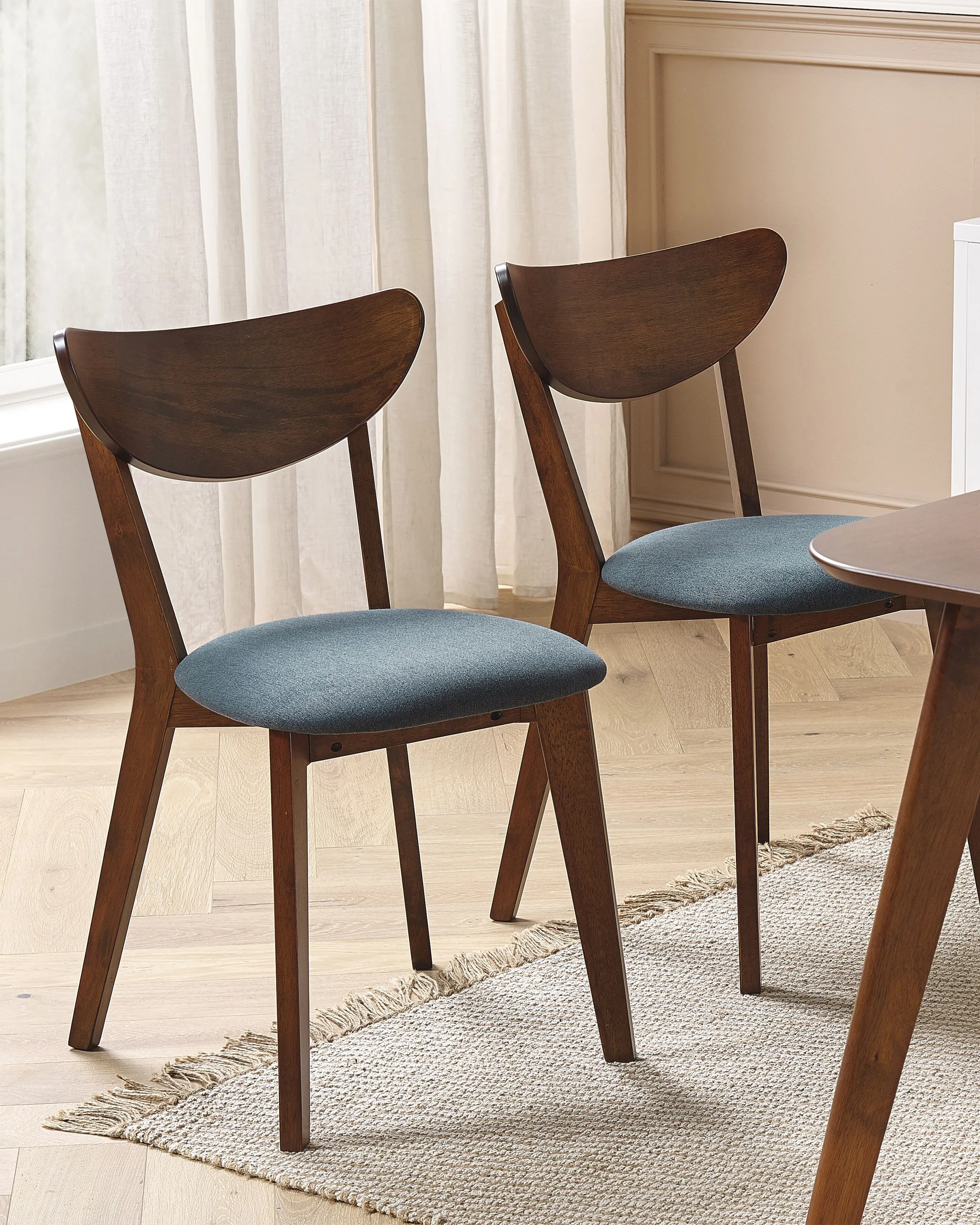 Set of 2 Dining Chairs ERIE Wood Dark Brown/ Grey