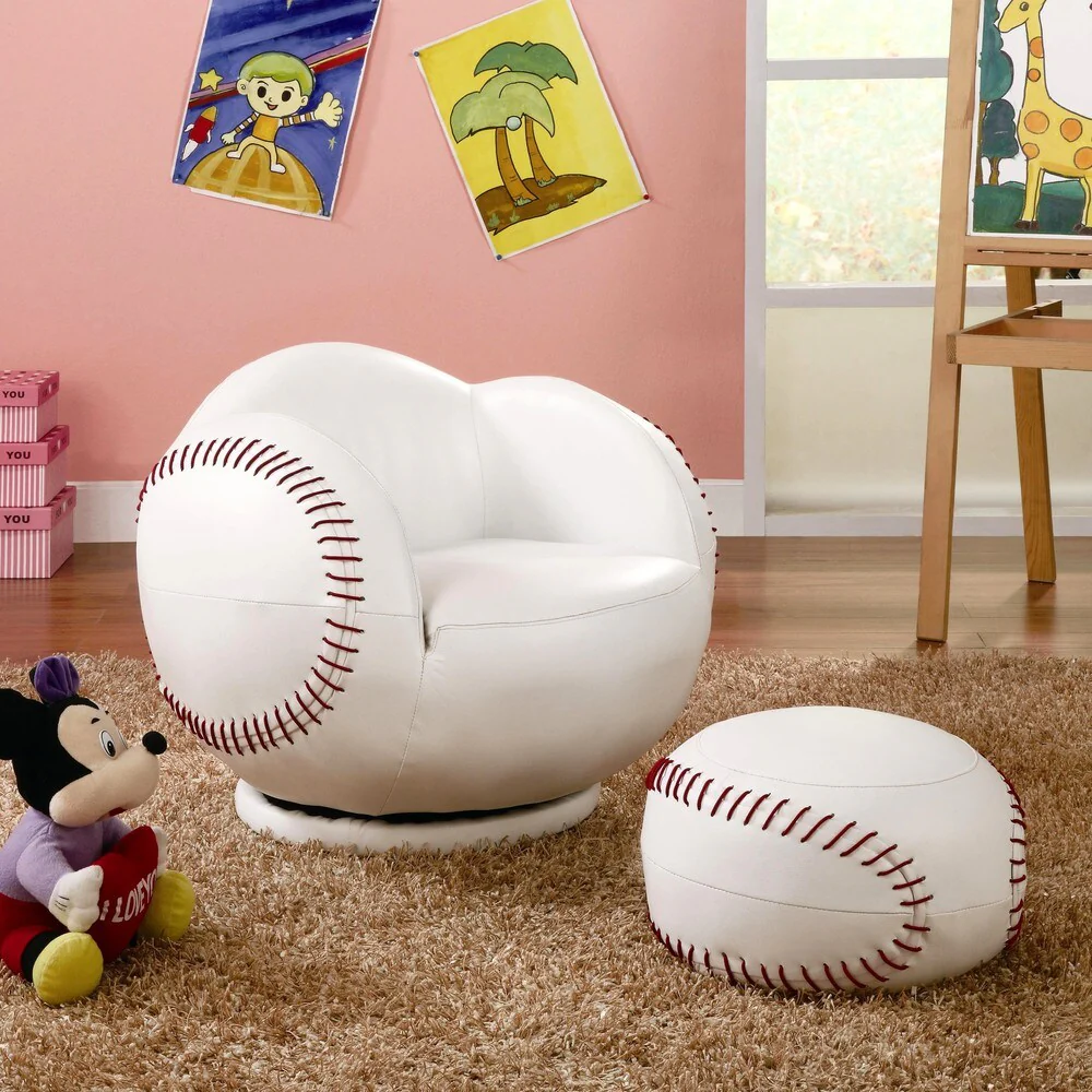 Kids Baseball Design Chair and Ottoman