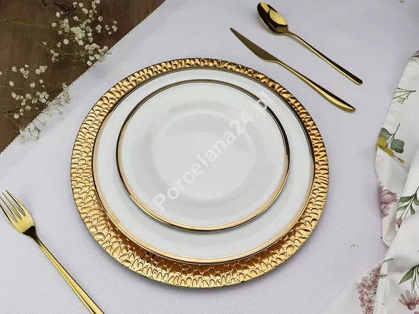Komplet talerzy na 6 osób (18 el.) Bogucice - Cleopatra Gold Plus 1175