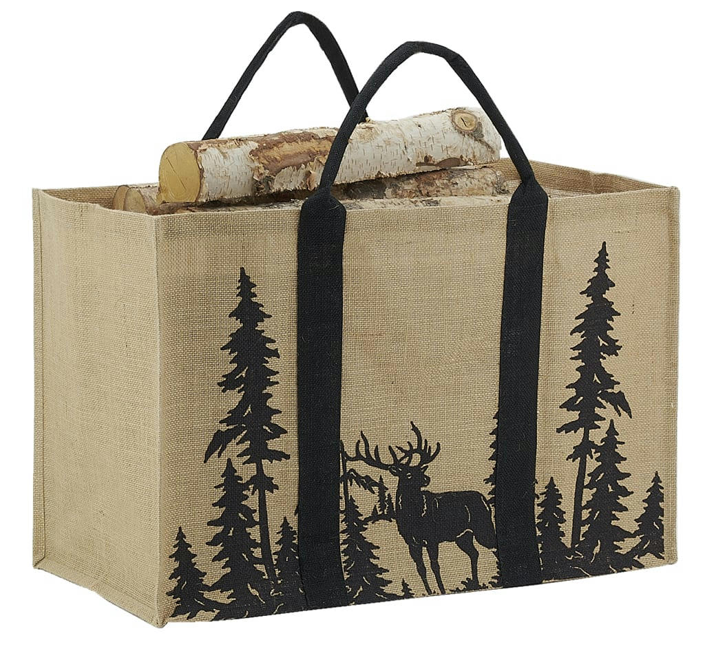 - Sac à bûches en jute cerf dans la forêt
