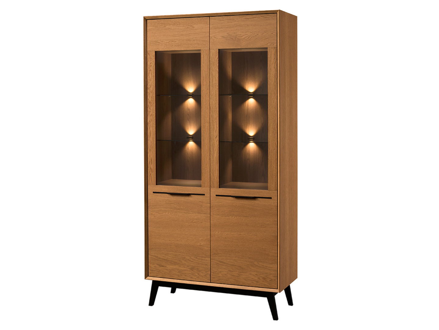 Witryna Lazure 95 cm z 2 drzwiami i LED dąb rustical karmelowy