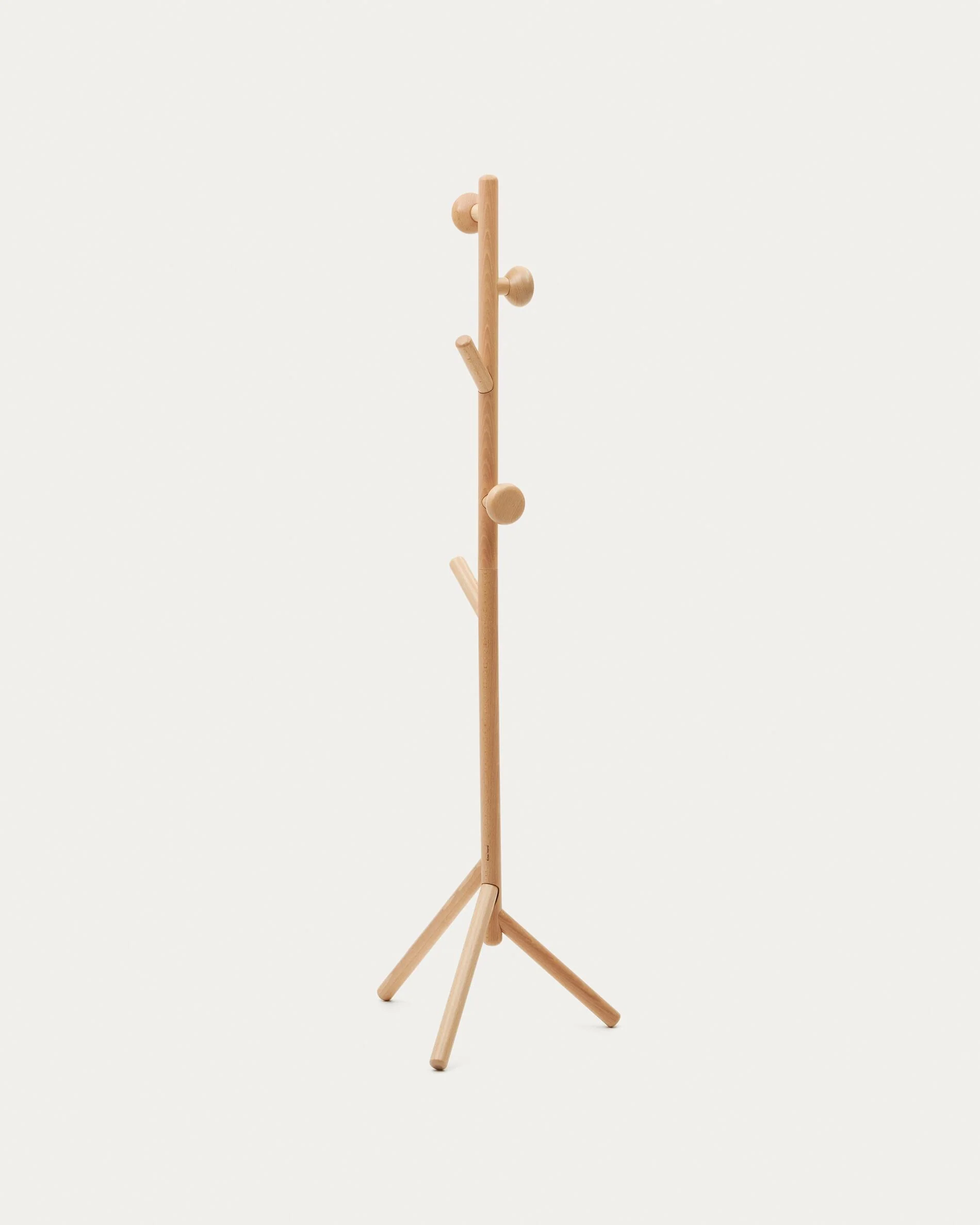 Nadue coat rack in solid beech wood with natural finish 163 cm