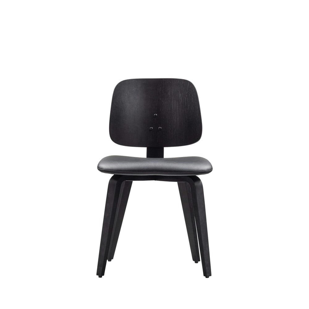 CLASSIC - Chaise en bois et simili noir