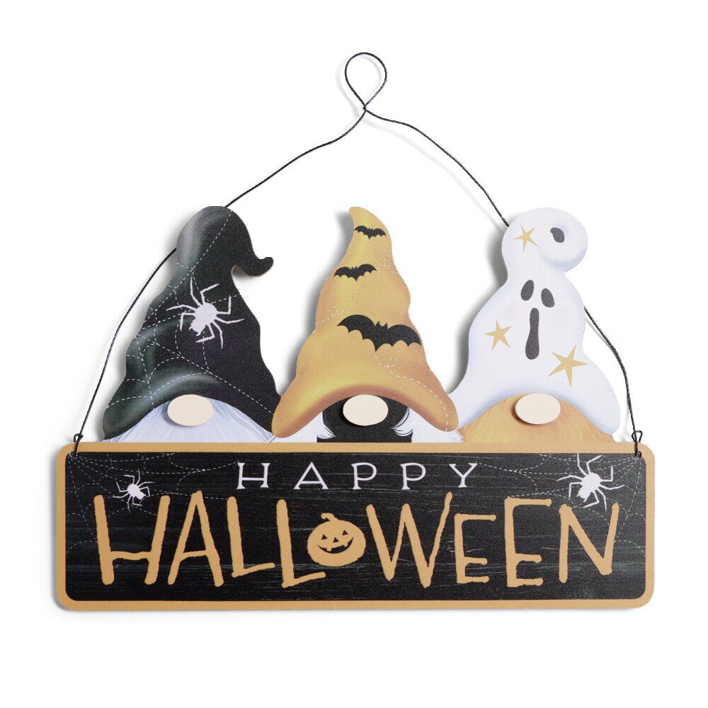 Pancarte en bois Happy Halloween à suspendre 37xH25cm