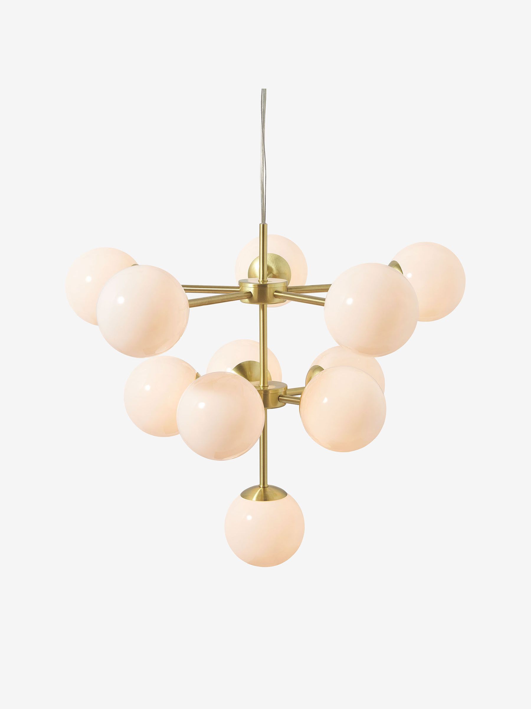 Globe Chandelier Ceiling in Brass/Opal