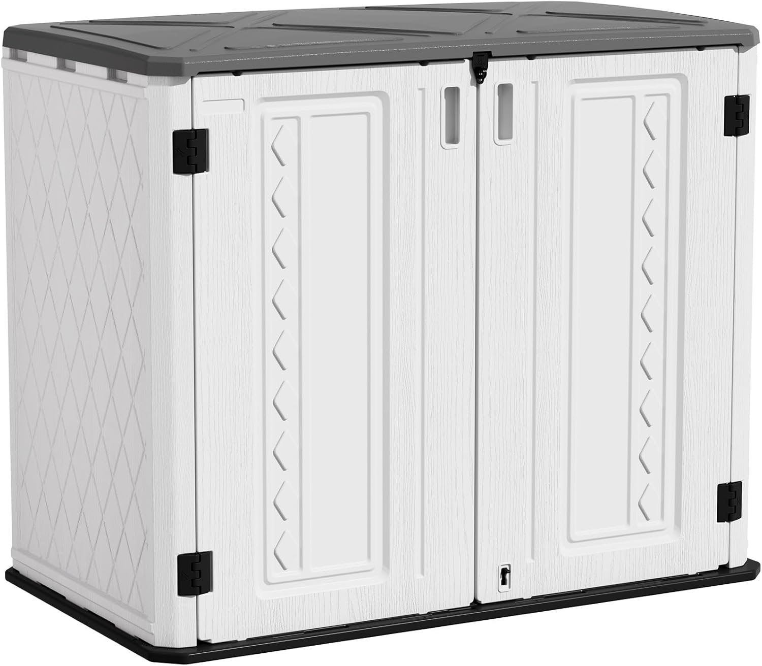 ZZM 4x3FT Heavy-Duty Outdoor Storage Shed | 34 Cu.Ft Waterproof Resin Cabinet with Double-Wall | UV-Resistant & Lockable for Garden Tools  Bikes  Patio Furniture (Wood Grain Texture)