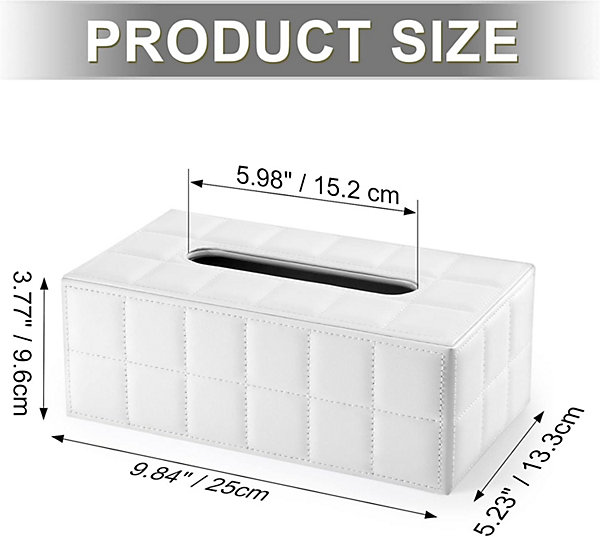 BASHLWUA (Blanc) Boîte à Mouchoir Rectangulaire en Cuir
