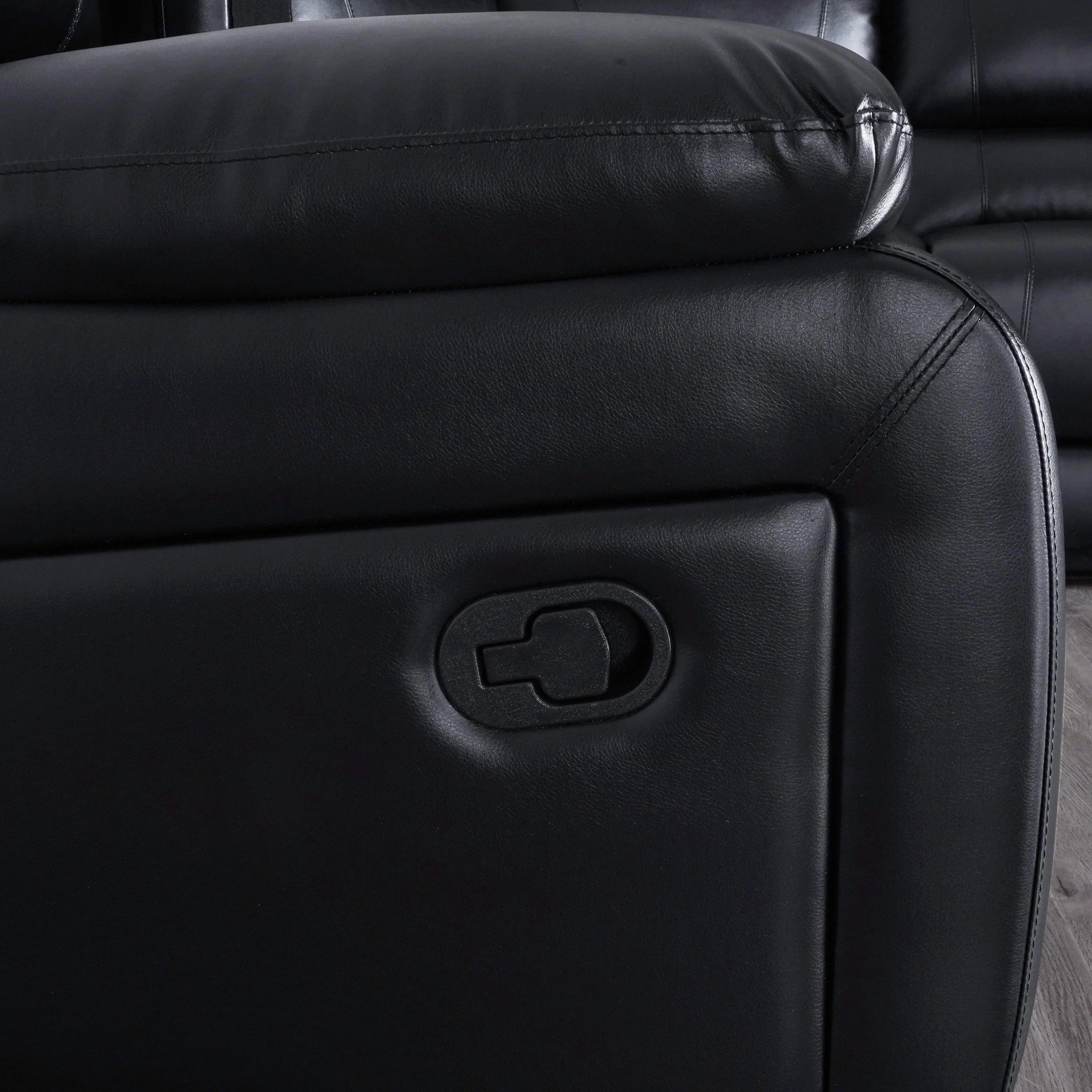 2-Piece Classic Faux Leather Manual Reclining Living Room Sofa Set with Console and Cup Holders