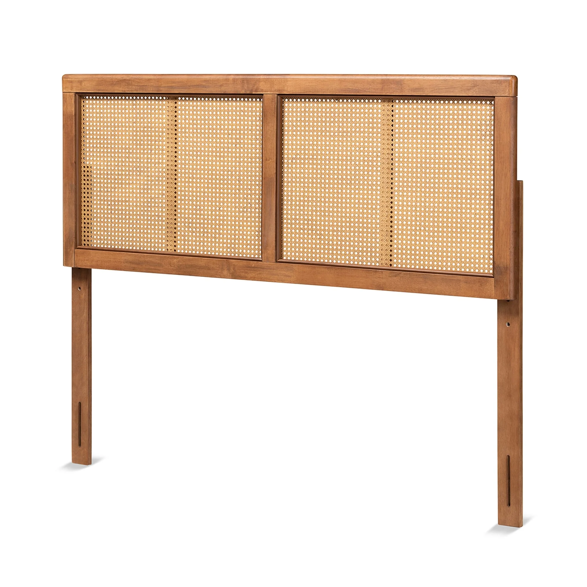 Gilbert Ash Walnut Wood and Synthetic Rattan Headboard