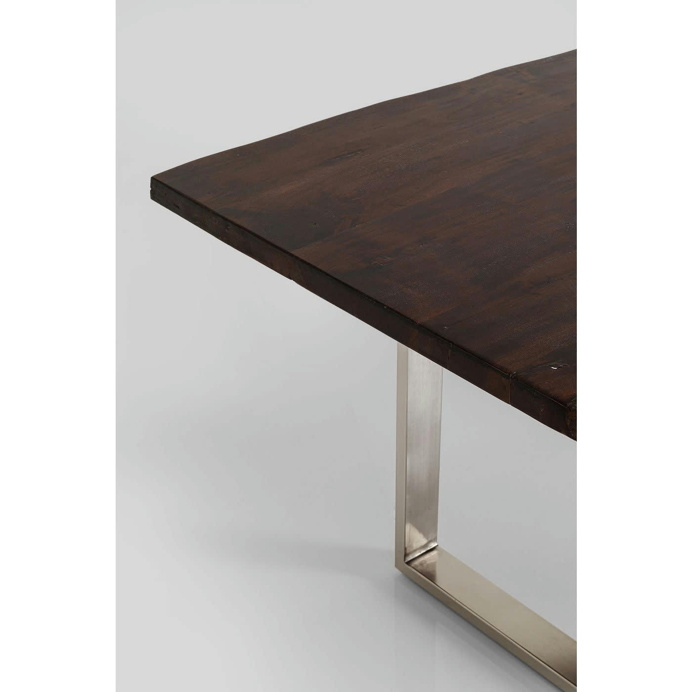 HARMONY - Table à manger 8 personnes acacia brun brut et acier chromé L180