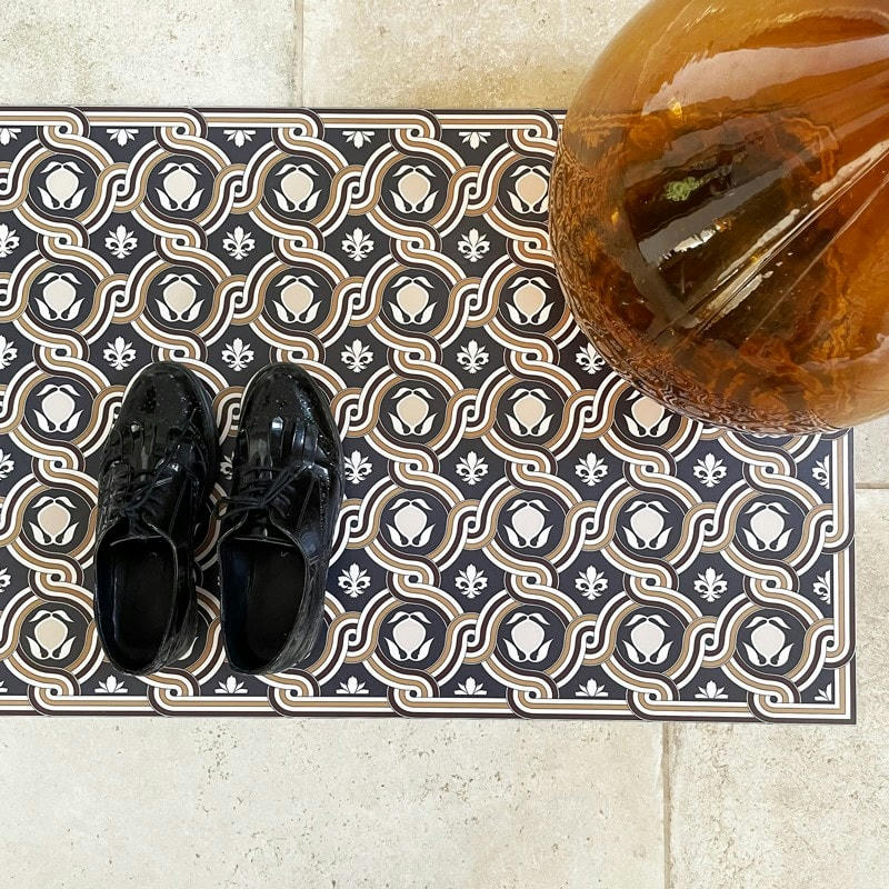 VENEZIA BOURGOGNE - Tapis Vinyle Large l120xH200cm Multicolore Carreaux de ciment