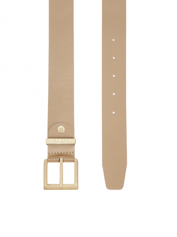 Simple leather belt in taupe color