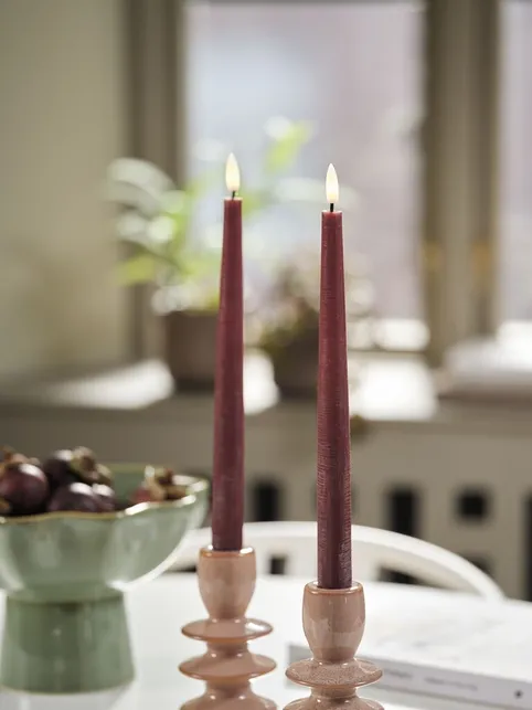 LED-lys GUDMUND H29cm aubergine 2 stk/pk