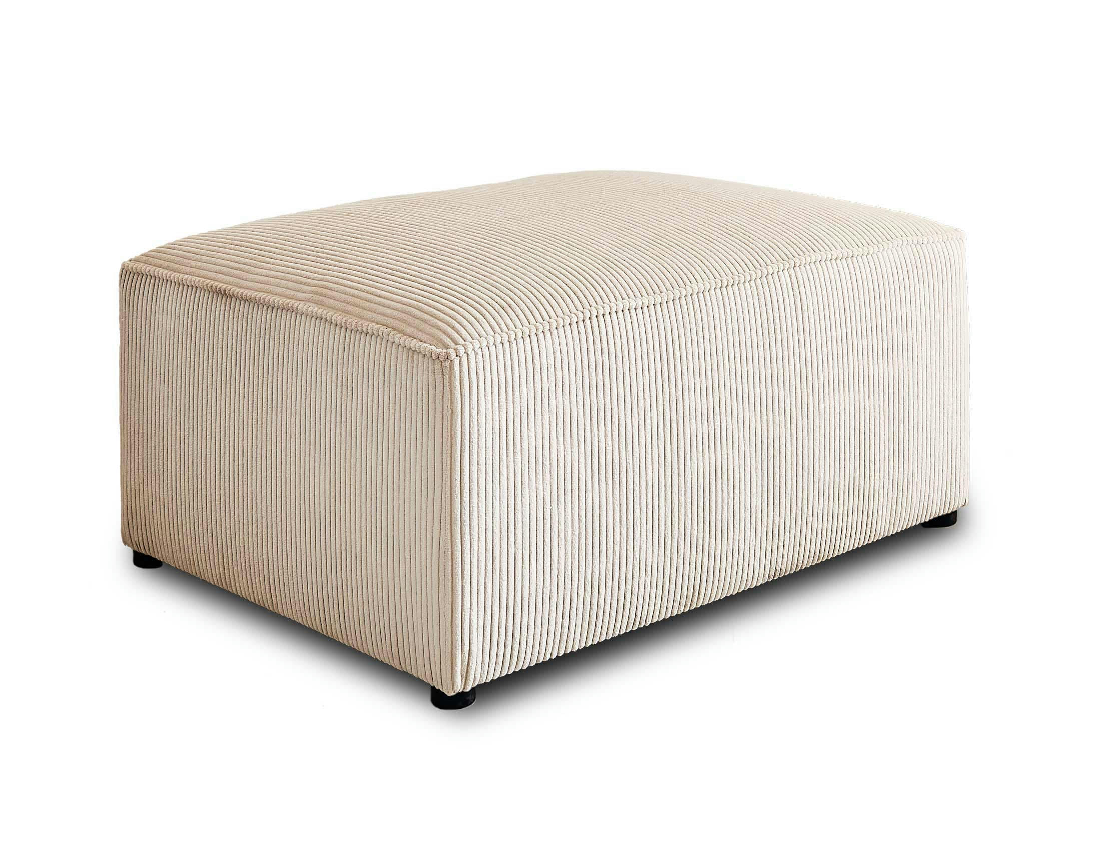 TOPAZE - Pouf en velours côtelé beige
