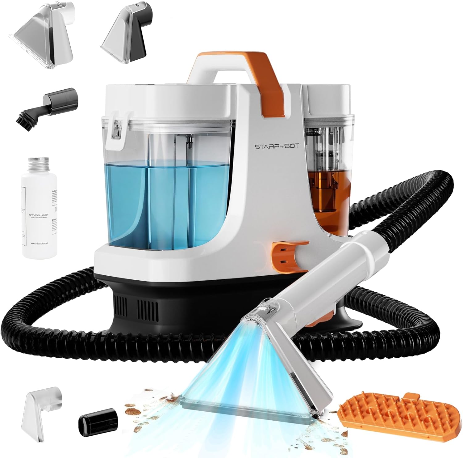 Starrybot Portable Carpet & Upholestery Cleaner Machine for Pets, Spot, Stain,Couch Cleaner Machine with 18Kpa Powerful Suction,Car/Auto Detailer(white)