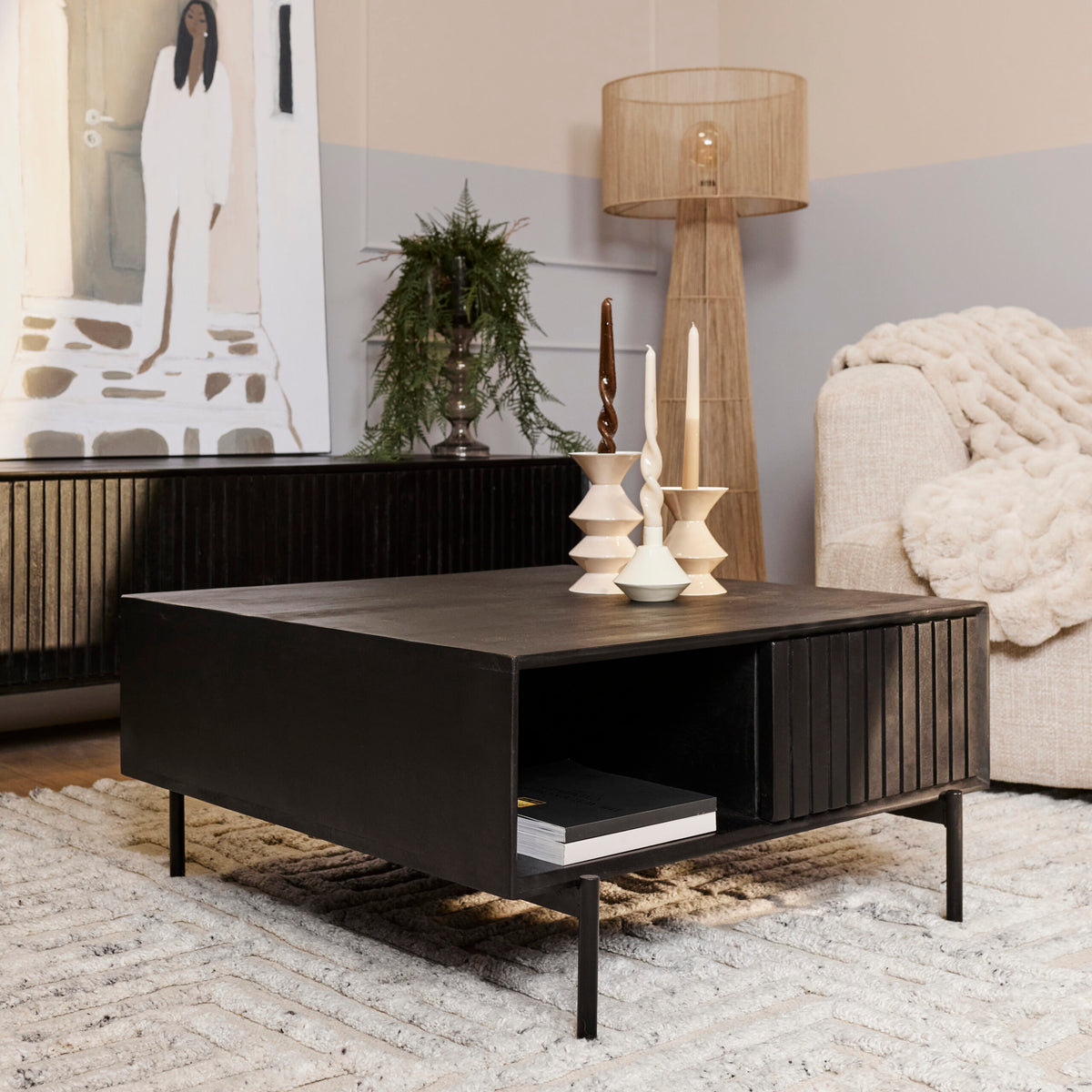 Starfurn salontafel Madison - zwart - 80x80x40cm