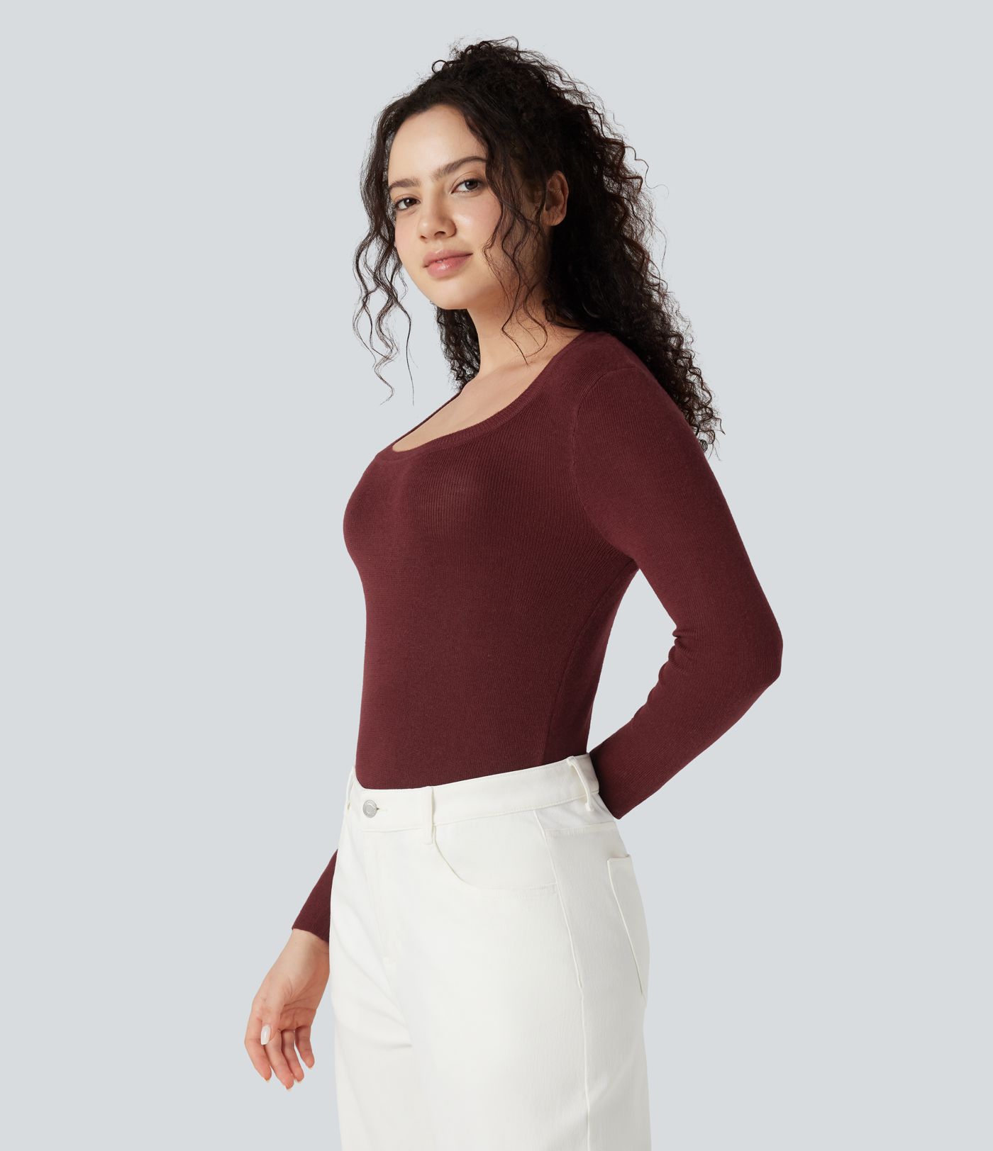 Pull col U manches longues