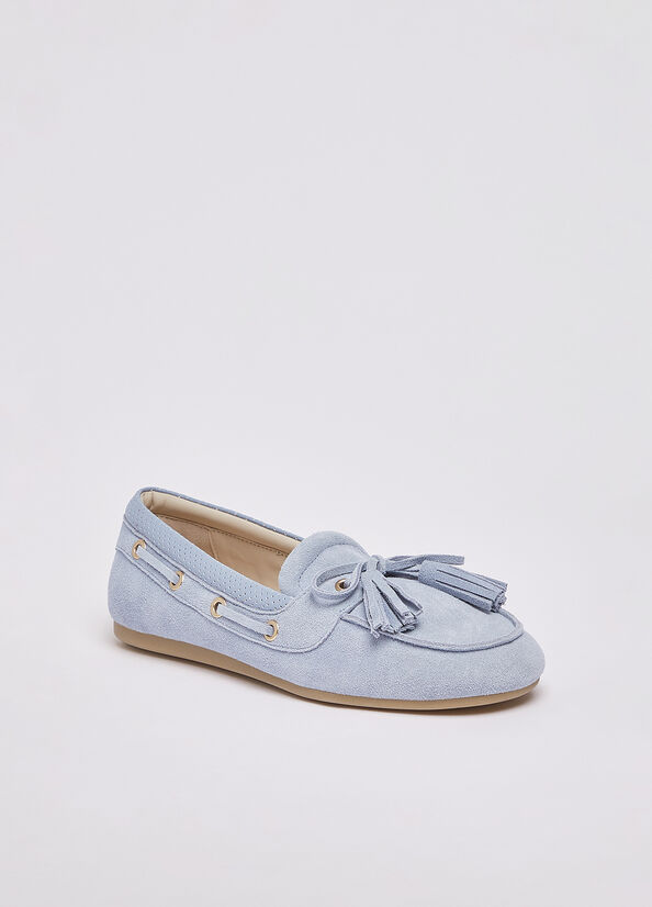 Mocassini in suede con nappine
