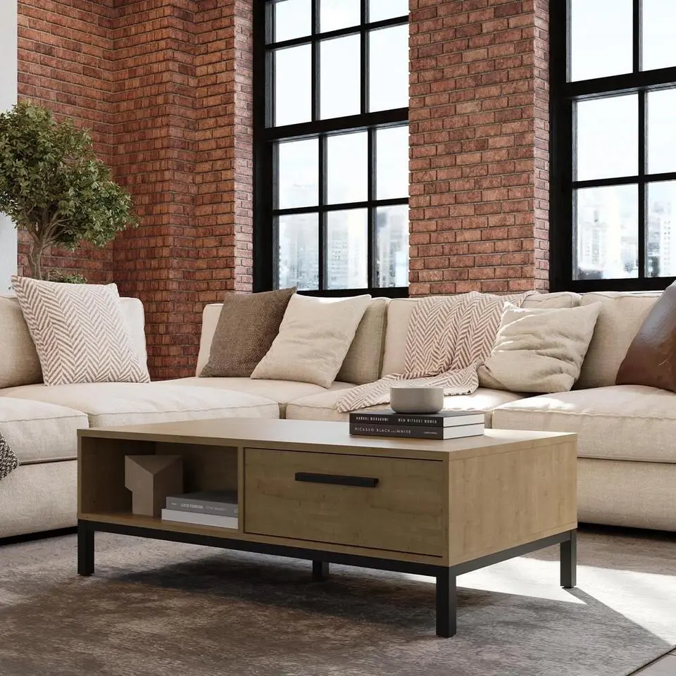 Calicosy - CRAFT Salontafel met lade - Licht hout - 110,4x36,9x60 cm