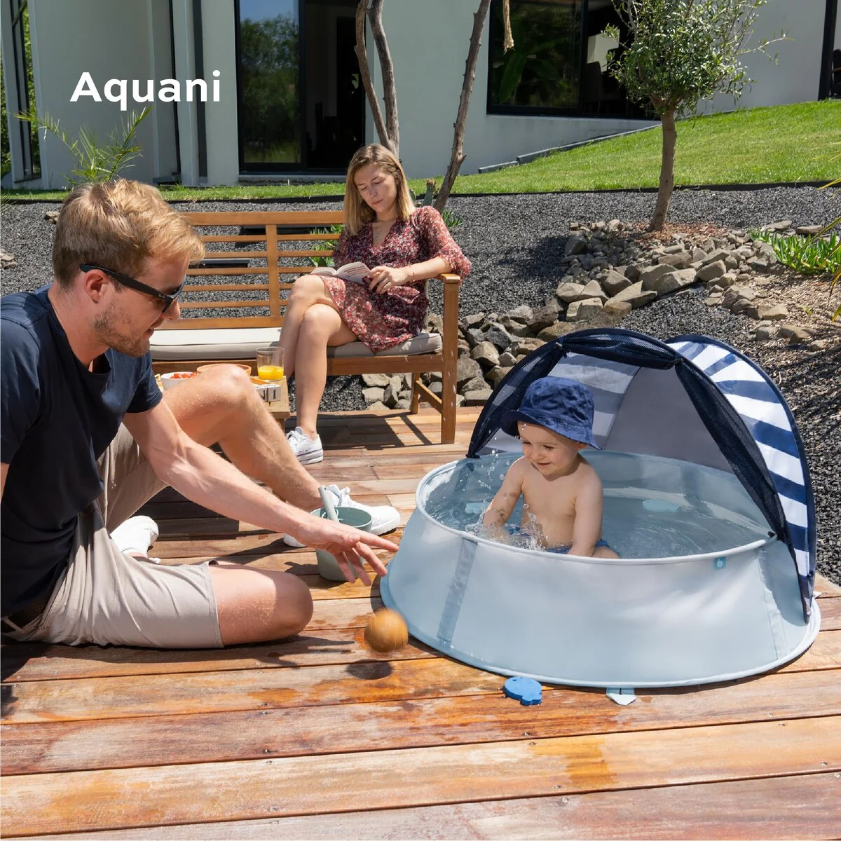 Aquani Tent & Pool 3 in 1 Pop Up Tent, Kiddie Pool and Play Area (Summer 2024 Essential), Marine, One Size