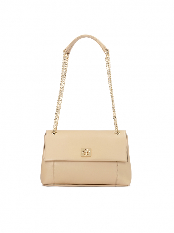 Beige handbag with flap