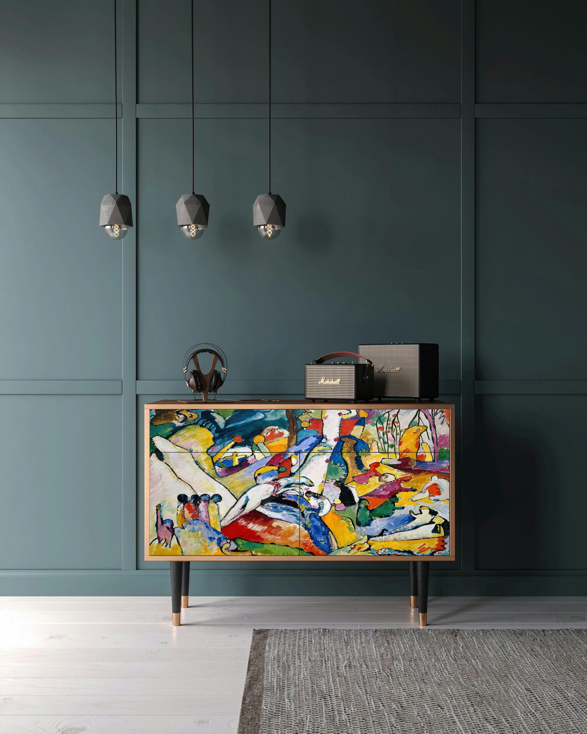 IMPROVISATION 26 BY WASSILY KANDINSKY - Buffet  multicolore 2 tiroirs et 2 portes L 115 cm