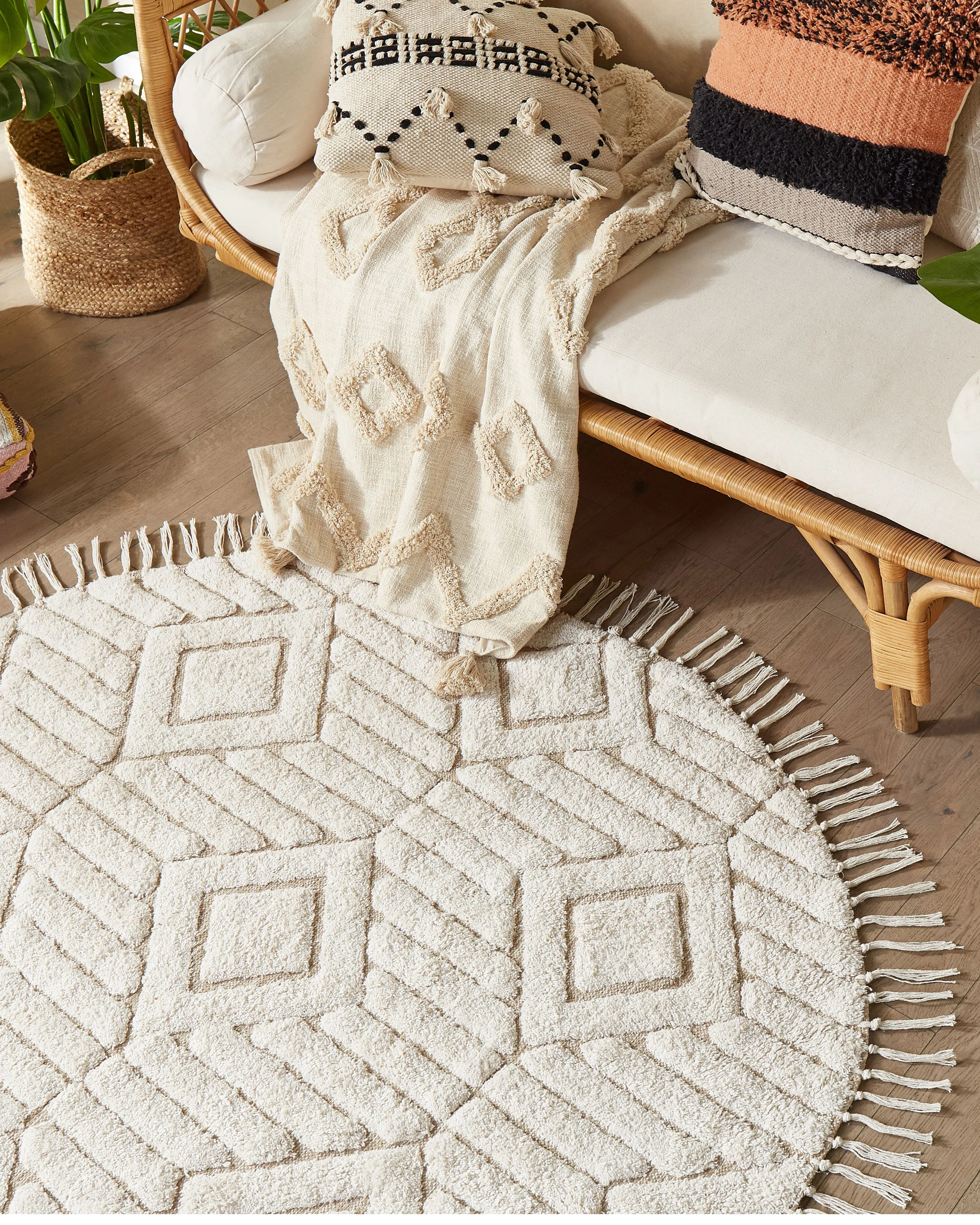 Rug HORASAN Light Beige ? 140 cm Cotton
