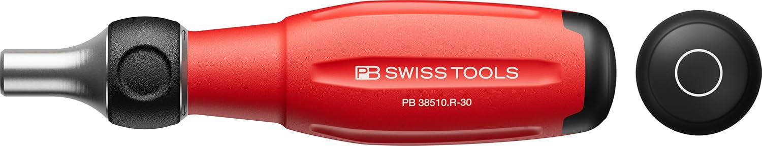 PB Swiss Tools Ratchet Screwdriver PB 38510.R-30 | 100% Swiss Made | SwissGrip Evo Screwdriver Bit Holder Magnetic for C6 1/4 Bits, Blade Length 30 mm
